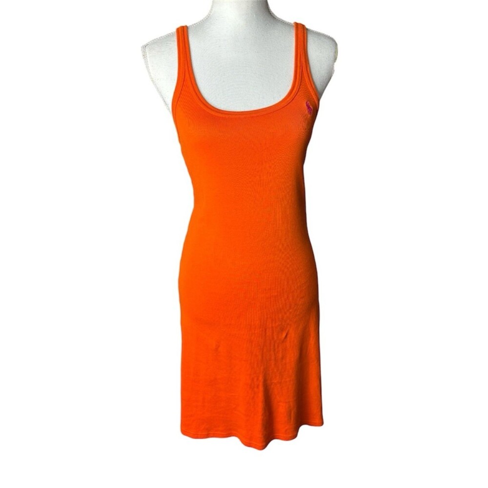Ralph Lauren Sport Cotton Sleeveless Orange Tank Knee Length Dress